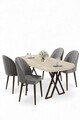 Set masă și scaune (5 bucăți), Hanah Home, Kaye, Travertin / Gri