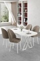 Set masă și scaune (5 bucăți), Hanah Home, Kaye, Alb / Cappuccino