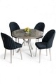 Set masă și scaune (5 bucăți), Hanah Home, Mos, Antracit / Crom