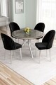 Set masă și scaune (5 bucăți), Hanah Home, Mos, Antracit / Crom / Negru