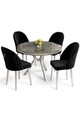 Set masă și scaune (5 bucăți), Hanah Home, Mos, Antracit / Crom / Negru
