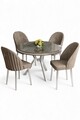 Set masă și scaune (5 bucăți), Hanah Home, Mos, Antracit / Crom / Cappuccino