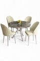 Set masă și scaune (5 bucăți), Hanah Home, Mos, Antracit / Crom / Crem