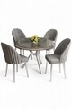 Set masă și scaune (5 bucăți), Hanah Home, Mos, Antracit / Crom / Gri