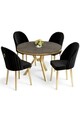 Set masă și scaune (5 bucăți), Hanah Home, Mos, Antracit / Aur / Negru