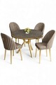Set masă și scaune (5 bucăți), Hanah Home, Mos, Antracit / Auriu / Cappuccino