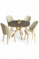 Set masă și scaune (5 bucăți), Hanah Home, Mos, Antracit / Auriu / Crem
