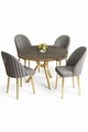 Set masă și scaune (5 bucăți), Hanah Home, Mos, Antracit / Auriu / Gri