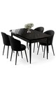 Set masa extensibila si scaune, Hanah Home, Asfel, Marmură neagră / Negru