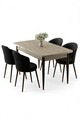 Set masa extensibila si scaune, Hanah Home, Asfel, Travertin / Negru