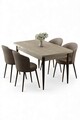 Set masa extensibila si scaune, Hanah Home, Asfel, Travertin / Cappuccino