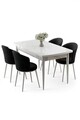 Set masa extensibila si scaune, Hanah Home, Asfel, Alb/Negru