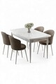 Set masa extensibila si scaune, Hanah Home, Asfel, Alb / Cappuccino