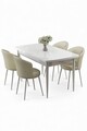 Set masa extensibila si scaune, Hanah Home, Asfel, Alb / Crem