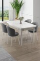 Set masa extensibila si scaune, Hanah Home, Asfel, Alb/Gri