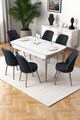 Set masa extensibila si scaune, Hanah Home, Nira, Alb / Crom / Antracit
