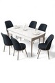 Set masa extensibila si scaune, Hanah Home, Nira, Alb / Crom / Antracit