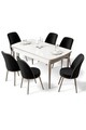 Set masa extensibila si scaune, Hanah Home, Nira, Alb / Crom / Negru