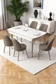 Set masa extensibila si scaune, Hanah Home, Nira, Alb / Crom / Cappuccino