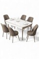 Set masa extensibila si scaune, Hanah Home, Nira, Alb / Crom / Cappuccino