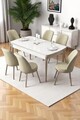 Set masa extensibila si scaune, Hanah Home, Nira, Alb / Crom / Crem