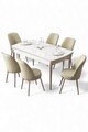 Set masa extensibila si scaune, Hanah Home, Nira, Alb / Crom / Crem