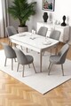 Set masa extensibila si scaune, Hanah Home, Nira, Alb / Crom / Gri