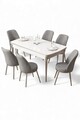 Set masa extensibila si scaune, Hanah Home, Nira, Alb / Crom / Gri