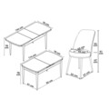 Set masa extensibila si scaune, Hanah Home, Nira, Alb / Crom / Gri