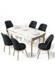 Set masa extensibila si scaune, Hanah Home, Nira, Alb / Auriu / Antracit