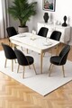 Set masa extensibila si scaune, Hanah Home, Nira, Alb / Auriu / Negru