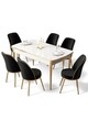 Set masa extensibila si scaune, Hanah Home, Nira, Alb / Auriu / Negru