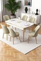 Set masa extensibila si scaune, Hanah Home, Nira, Alb / Auriu / Crem