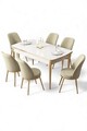 Set masa extensibila si scaune, Hanah Home, Nira, Alb / Auriu / Crem