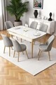 Set masa extensibila si scaune, Hanah Home, Nira, Alb / Auriu / Gri