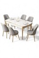 Set masa extensibila si scaune, Hanah Home, Nira, Alb / Auriu / Gri