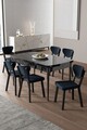 Set masa extensibila si scaune, Hanah Home, Exve, Marmură neagră / Antracit