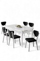 Set masa extensibila si scaune, Hanah Home, Exve, Alb/Negru