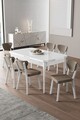 Set masa extensibila si scaune, Hanah Home, Exve, Alb / Cappuccino