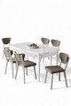 Set masa extensibila si scaune, Hanah Home, Exve, Alb / Cappuccino