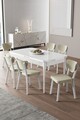 Set masa extensibila si scaune, Hanah Home, Exve, Alb / Crem