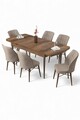 Set masa extensibila si scaune, Hanah Home, Uzi, Baroc / Cappuccino