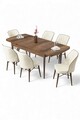 Set masa extensibila si scaune, Hanah Home, Uzi, Baroc / Crem