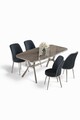Set masă și scaune (5 bucăți), Hanah Home, Lena, Antracit / Crom