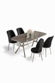 Set masă și scaune (5 bucăți), Hanah Home, Lena, Antracit / Crom / Negru