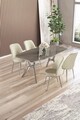 Set masă și scaune (5 bucăți), Hanah Home, Lena, Antracit / Crom / Crem