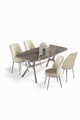Set masă și scaune (5 bucăți), Hanah Home, Lena, Antracit / Crom / Crem