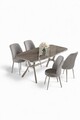 Set masă și scaune (5 bucăți), Hanah Home, Lena, Antracit / Crom / Gri