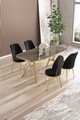 Set masă și scaune (5 bucăți), Hanah Home, Lena, Antracit / Aur / Negru