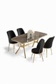 Set masă și scaune (5 bucăți), Hanah Home, Lena, Antracit / Aur / Negru